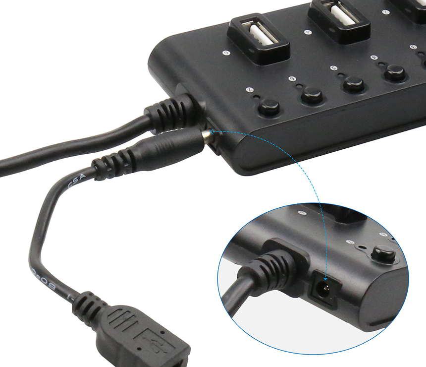 H255 USB 2.0 7 Ports Hub with Switch